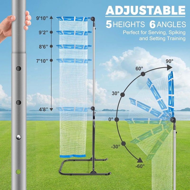 VSSAL Volleyball Setter Trainer Net Setting Training Equipment Target Practice Indoor or Outdoor, Adjustable Height (4.6 ft-9.8 ft) and Angle for Serving Spiking Drills System - Image 2
